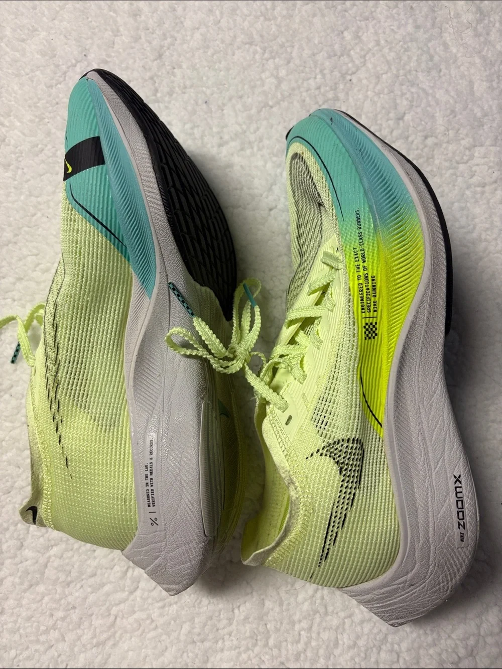 Nike size 7 Women's Neon Yellow & Aqua Flyweight Running Sneakers